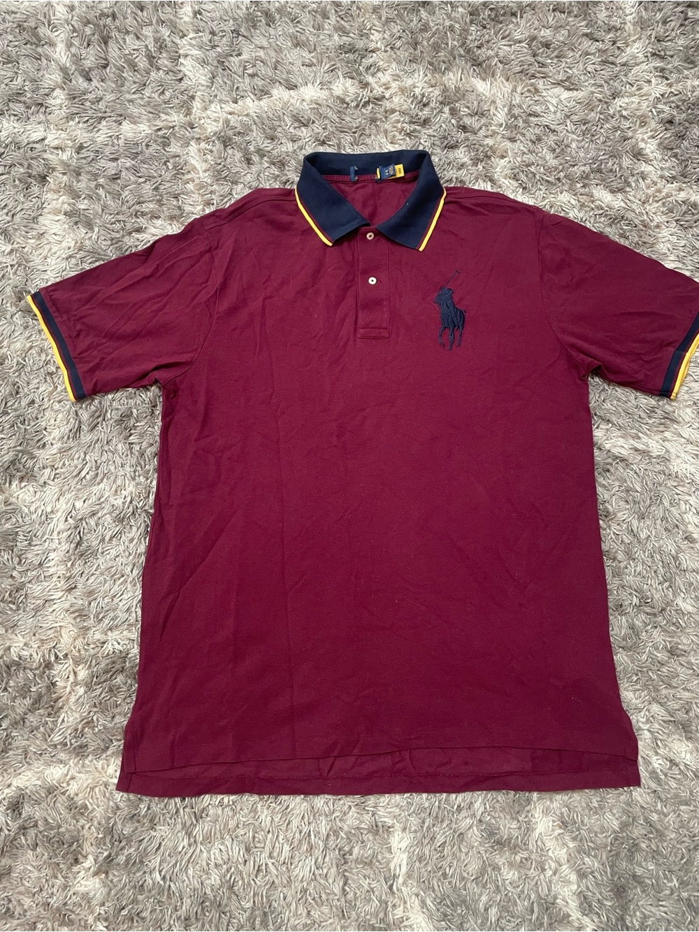 Polo Ralph Lauren Men's Big Pony Mesh Polo Shirt in Burgundy Red